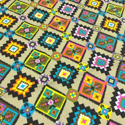 50X145CM/lots Printed Polyester Cotton Canvas Fabric Sewing Cloth Geometric color rubiks cube tile Table cloth sofa cloth