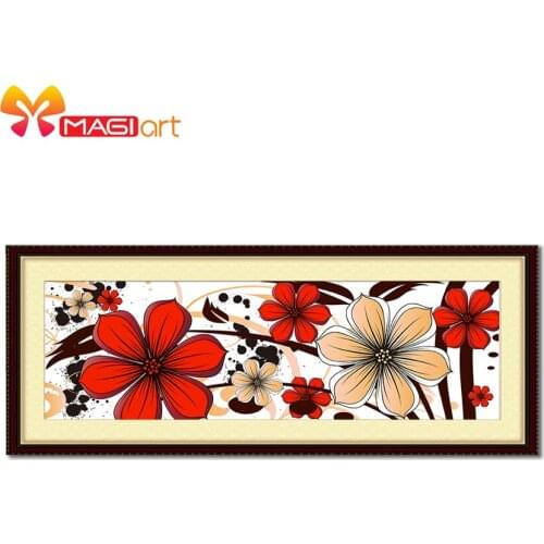 Cross stitch kits Embroidery needlework sets 11CT water soluble canvas patterns 14CT Mordern six petals flower wide-NCMF139