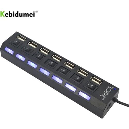 Kebidumei High Speed 7 ports USB Hub Swithcer Hub LED Indicator 5Gbps For Laptop PC Windows XP Win7/8 Linux,Mac OS Wholesales