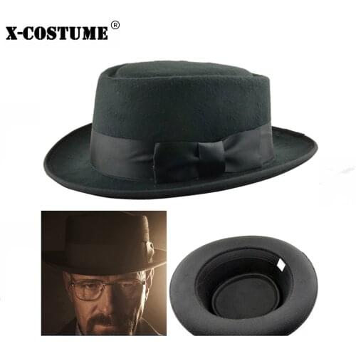 Xcoser Costumes Breaking Bad Walter White Cosplay Heisenberg Hat Pork Pie Props Accessories Casual Black Cool Hats For Men Women