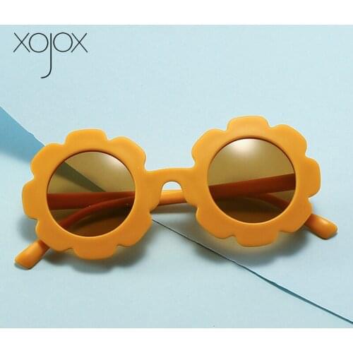 XojoX Vintage Matte Children Sunglasses Lovely Round Kids Sun Glasses Boys Girls Sunflower Eyewear Fashion Baby Goggles