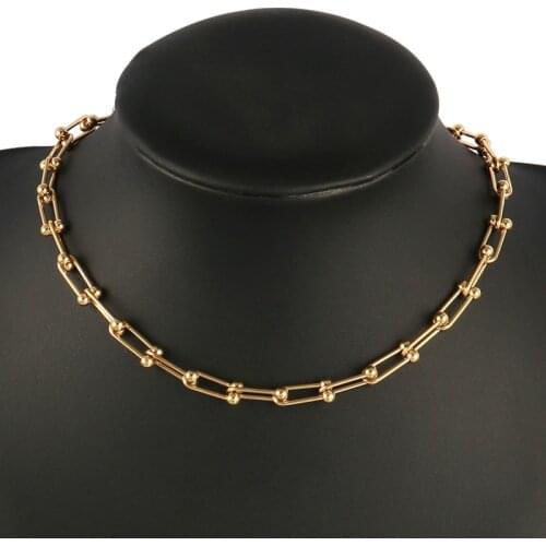 Fashion Stainless Steel Necklace Chunky U Chain Necklaces For Women Clavicle Chain Choker Necklace Boho Women Jewelry Necklace