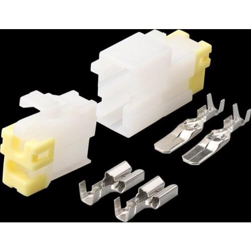 100 sets kit 2 pin 2P male female white plastic adapter cable auto connector loudspeaker plug for car DJ70217Y-6.3-11/21