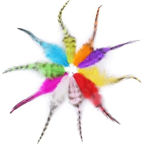 Bulk 100 PCS/Lot Size 4-6 CM Fancy Dyed Colorful Chicken Cock Rooster Saddle Feathers For Wedding DIY Jewelry Decoration