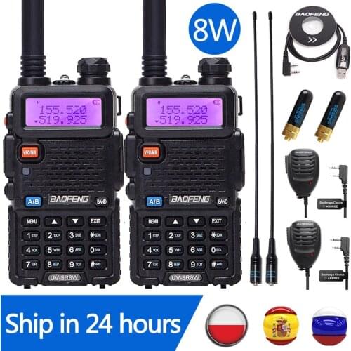 2PCS BaoFeng UV-5R 8W/5W Walkie Talkie Radio Station Comunicador UV5R Ham Transceiver Dual-Band Handheld FM Transceiver