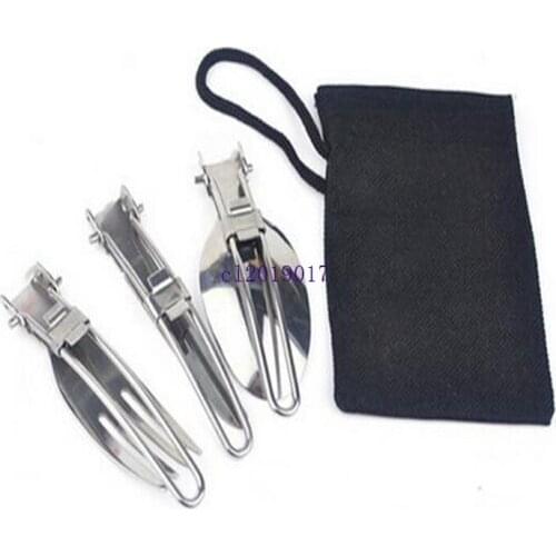 200PCS 3 In 1 Outdoor Camping Picnic Tableware Tainless Steel Portable Spoon Fork Knife Suit Camp Kitchen#12