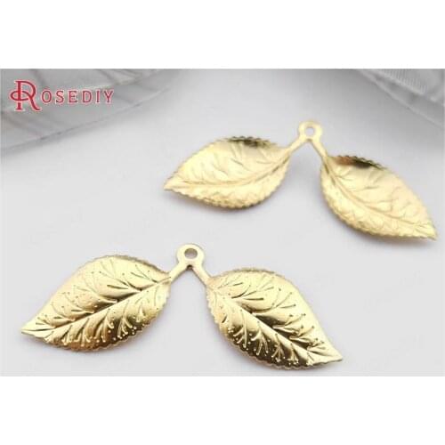 30579)30PCS 32x10MM Not plated color Brass Tree Leaf Leaves Charms Pendants Diy Jewelry Findings Accessories Wholesale