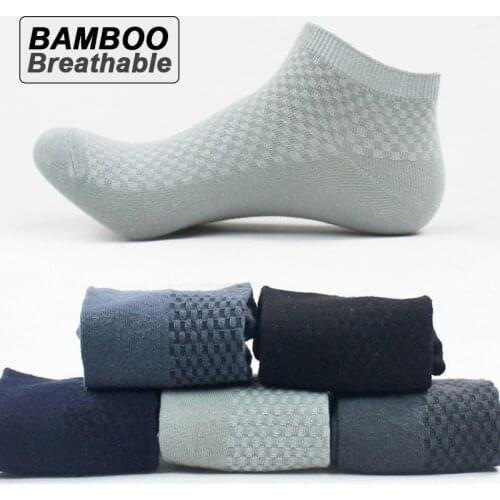 5Pairs/Lot Mens Bamboo Fiber Socks Business Short Breathable Ankle Socks Male Sock High Quality Large Size EU39-48