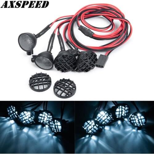 RC Car LED Light IPF Round Square 4LEDs Night Headlamps Headlights for 1:10 Axial SCX10 TRX4 RC Model Car Parts