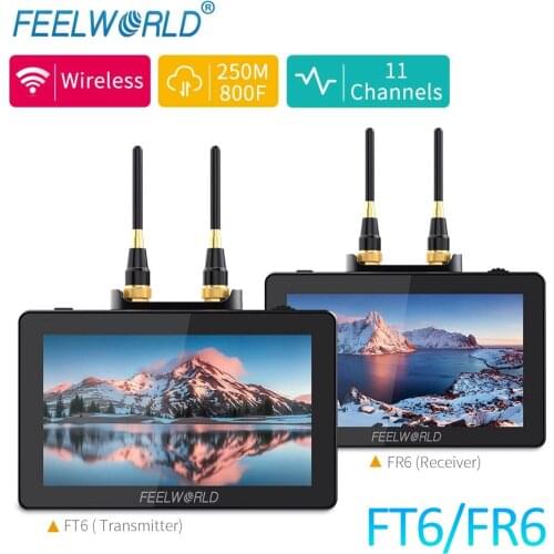 Feelworld 5.5" FT6 FR6 Wireless Video Transmission System with Transmitter Receiver DSLR Camera Field Direct AC DP Monitor