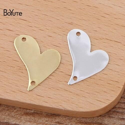 BoYuTe (100 Pieces/Lot) 17*18MM Metal Brass Heart Charms Materials DIY Handmade Jewelry Making Accessories