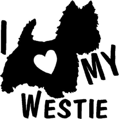 Dawasaru I Love My Westie Terrier Dogs Car Sticker Personalized Decal Truck Motorcycle Auto Accessories Decoration PVC,14cm*13cm
