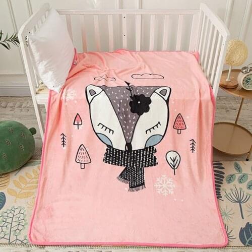 Baby Cartoon Flannel Blanket Children Air Condition Nap Coral Velvet Quilt Newborn Cocoon Clothe Bath Towel Strollers Sheet AB38