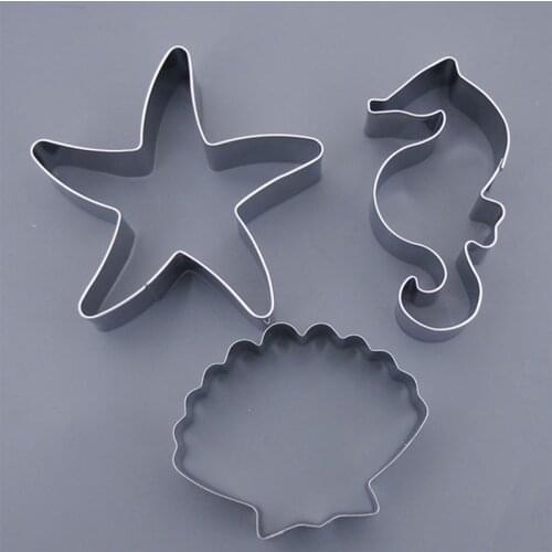 Cookie Tools Cookie Moulds 3pcs Ocean Sea Star Shells Sea Horse Moulds Biscuit Cake Molds Stainless Steel Cookie Cutter Sets