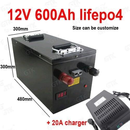 GTK Lifepo4 12V 12.8V 600Ah lithium battery BMS 8S for Base station energy storage camper RV caravan inverter + 20A charger