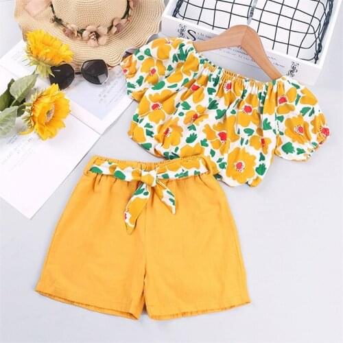 Girls Outfits Suit 2021 Summer Baby Girl Kids New Clothes Bohemian Printing Short and Pants Children Clothing Girl Sets