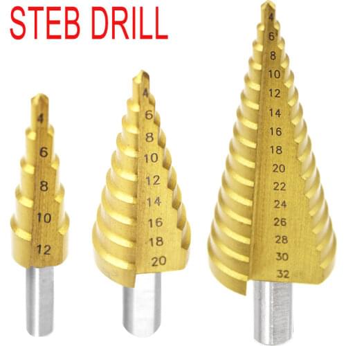 4-12mm 4-20mm 4-32mm HSS 4241 Steel Large Step Cone Titanium Coated Metal Drill Bit Cut Tool Set Hole Cutter