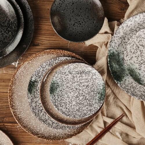 Creative personality ceramic Japanese dish vintage cutlery and wind plate Korean disc home dining dish steak plate