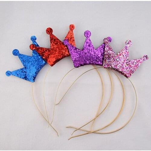 Cute princess girl crown headbands children silver rhinestone hairwear kids hair jewelry for birthday party