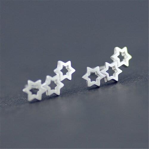 Fashion Piercing Silver Color Star Stud Earrings For Women Girl Wedding Party Pendientes eh406