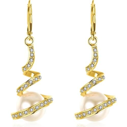 Fashion Rose Gold Ball Pearl Earrings Wholesale free shipping no minimum order earrings for women