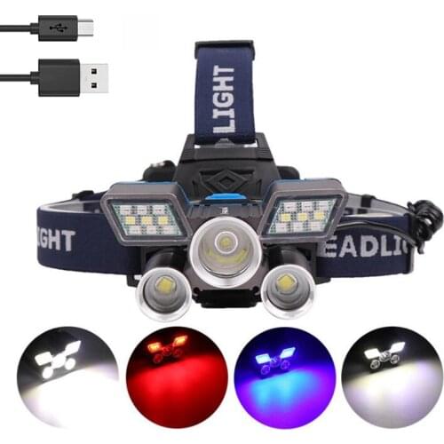 Powerful LED Headlamp High Power USB Rechargeable 2200lm Waterproof Headlight Flashlight Use for Fishing Camping and Hiking