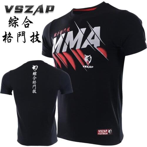New tee shirt homme VSZAP Muay Thai Fitness Short-sleeved Men T-shirt MMA Fight Wear Wrestling tshirt Half-Sleeve Clothing