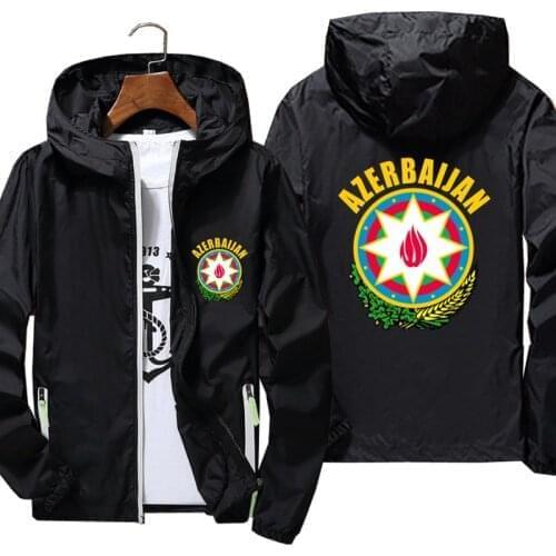 Mens Azerbaijan Coat Of Arms Ultra Light Hooded Jacket Thin Windbreaker Reflective Skin Coat Sunscreen Casual Jackets S-7XL