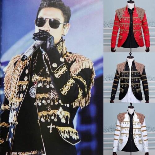 Freeship mens red/black/white embroidery tassel event/medieval vintage short tuxedo jacket/stage performance/bar stuido jacket