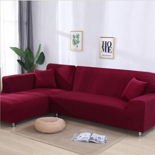 Solid color living room corner recliner sofa cover elastic stretch spandex sofa cover L-shaped sofa need to buy 2pcs sofa cover