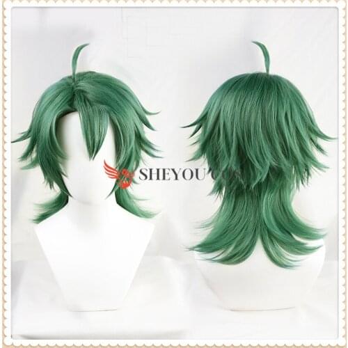 Anime SK∞ Joe Cosplay Wig Green Short Straight Mullet Little Ponytail Heat Resistant Hair Role Play SK8 the Infinity SK Eight