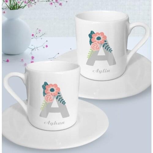 Personalized Dual Case and Name Design Turkish coffee Cup Seti-3