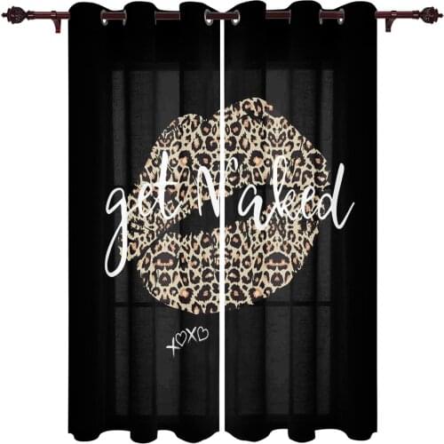 Sexy Lips Leopard Graffiti Large Curtains For Living Room Window Curtain Bedroom Kitchen Balcony Gazebo Curtain Room Divider