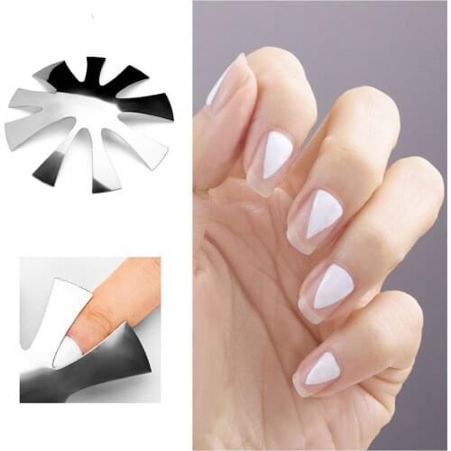 Professional Nail Cutter Mold Stencil French Cutter V-Curve Line Manicure Nail Edge Stainless Steel Nail Trimmer Tips Nail Art