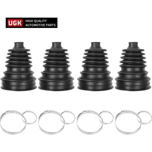4 Sets Black Silicone Constant Speed CV Dust Cover Kit Universal Ball Round + Clamp 140mm x 86mm High Quality Rubber CV Boot