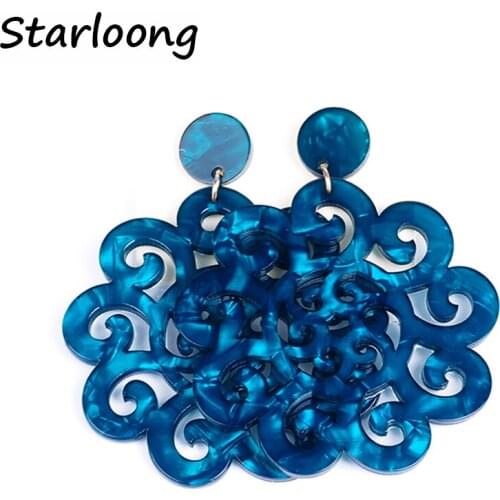 New fashion jewelry 6 colors hollow Carving Pattern dangle earrings for women Bijoux