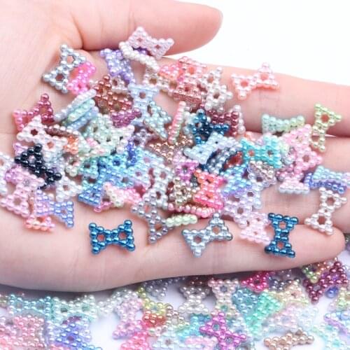 Cravat Rainbow Imitation Pearl Art Resin Rhinestones 9x12mm 1000pcs Flatback DIY Crafts Jewelry Making Wedding Decoration