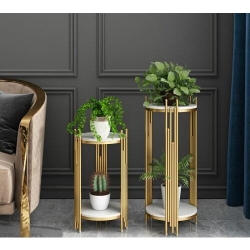 Light luxury marble flower shelf living room non iron art shelf multi-layer floor type decorations green rose flower rack simple