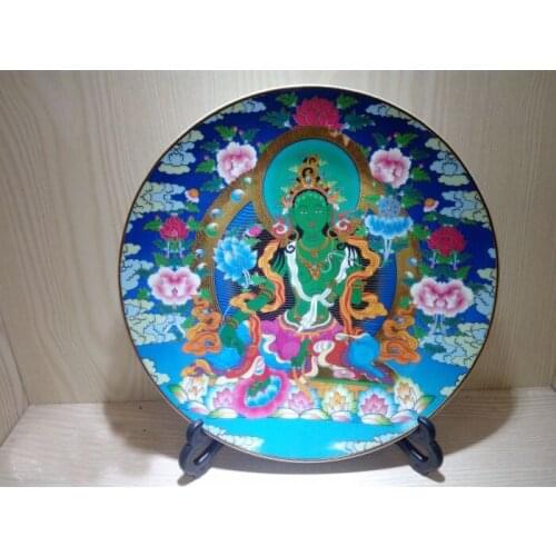Tibetan Buddhism HOME family Efficacious Bless Decorative buddha Coloured drawing Green Tara Guanyin Buddha Porcelain statue
