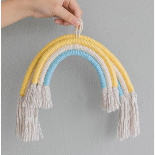 Hand-Woven Rainbow Wall Hanging Ornaments Art Home Decoration For Kids Room Decoration Tassels Wind Chimes Baby Photo Props