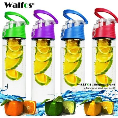 WALFOS 800 ml 28 oz BPA Free Fruit Infuser Juice Shaker Sports Lemon Water Bottle Tour hiking Portable Climbing Camp Bottles