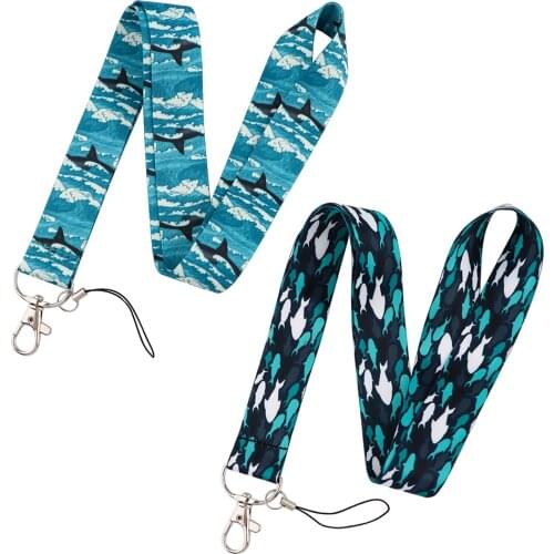 YL432 Wholesale Shark Lanyard Car Keychain Personalise Office ID Card Pass Gym Mobile Phone Key Ring Badge Holder Accessories