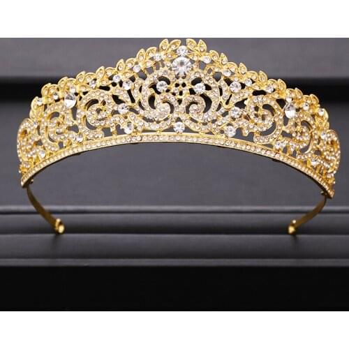 Vintage wedding Crown Gold Crystal Princess Wedding tiara Hair Accessories Ladies Bridal Headpiece Women Party prom Hair Jewelry