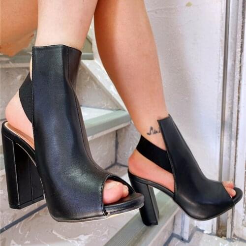 Gladiator Women Pumps Ladies Sexy Buckle Strap Roman High Heels Open Toe Sandals Party Wedding Shoes Size 41 42 Black