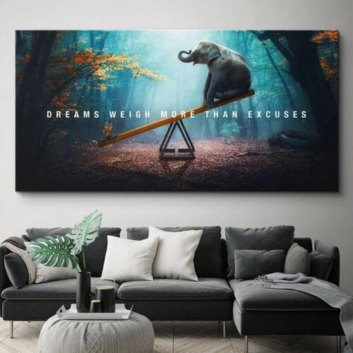 Elephant Animal Creativity Motivational Quote Canvas Paintings Posters and Prints Wall Art Picture Living Room Home Decoration