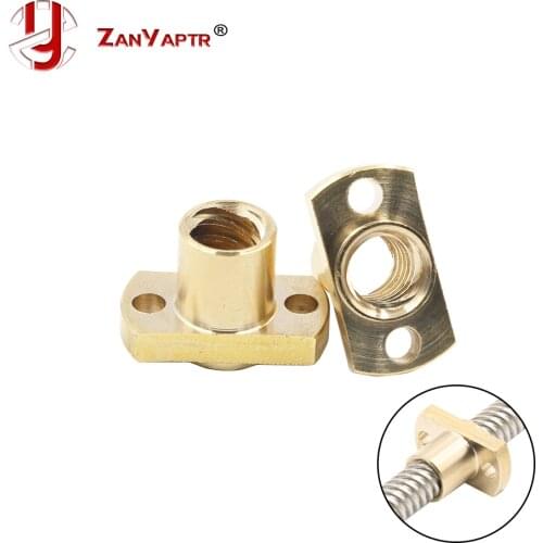 1pc T8 nut H flange copper nut pitch 2mm lead 8mm for T8 screw trapezoidal screw
