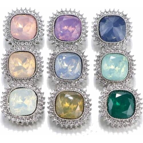 10pcs/lot New 18mm Snap Jewelry 9 Color Mixed Rhinestone Flower Snap Buttons Jewelry Fit Snap Button Necklace Charms Jewelry