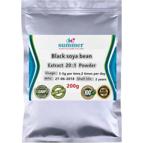 100-1000g Pure Black soya bean extract 20:1 powder,Glycinemax(L.)merr extract-a supplement to kidney for beauty effect,antiaging