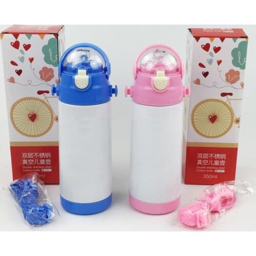 2pcs 350ml Blank Sublimation Child Bottle Cup Transfer by Sublimation INK DIY Transfer Heat Press Printing Machine
