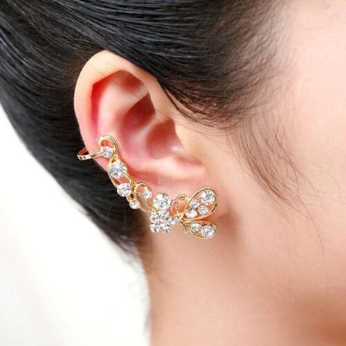 2021 New Fashion Pearl Ear Cuff Climber Crawler Bohemia CZ Rhinestone Small Earcuffs Clip Earrings For Women Wedding Jewelr